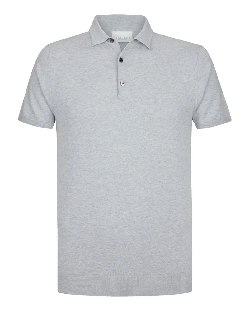Profuomo Softes Strick-Poloshirt mit Tencel™ und Seide in Hellgrau