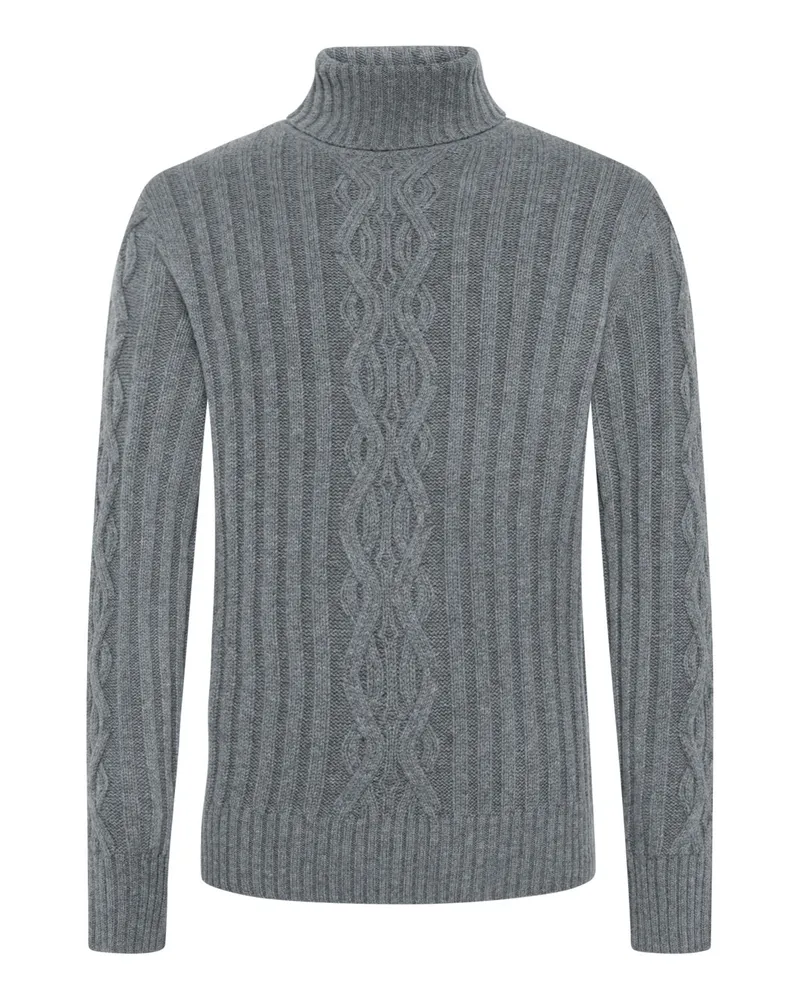 van Laack Leichter Rollkragenpullover mit Zopfmuster in Grau
