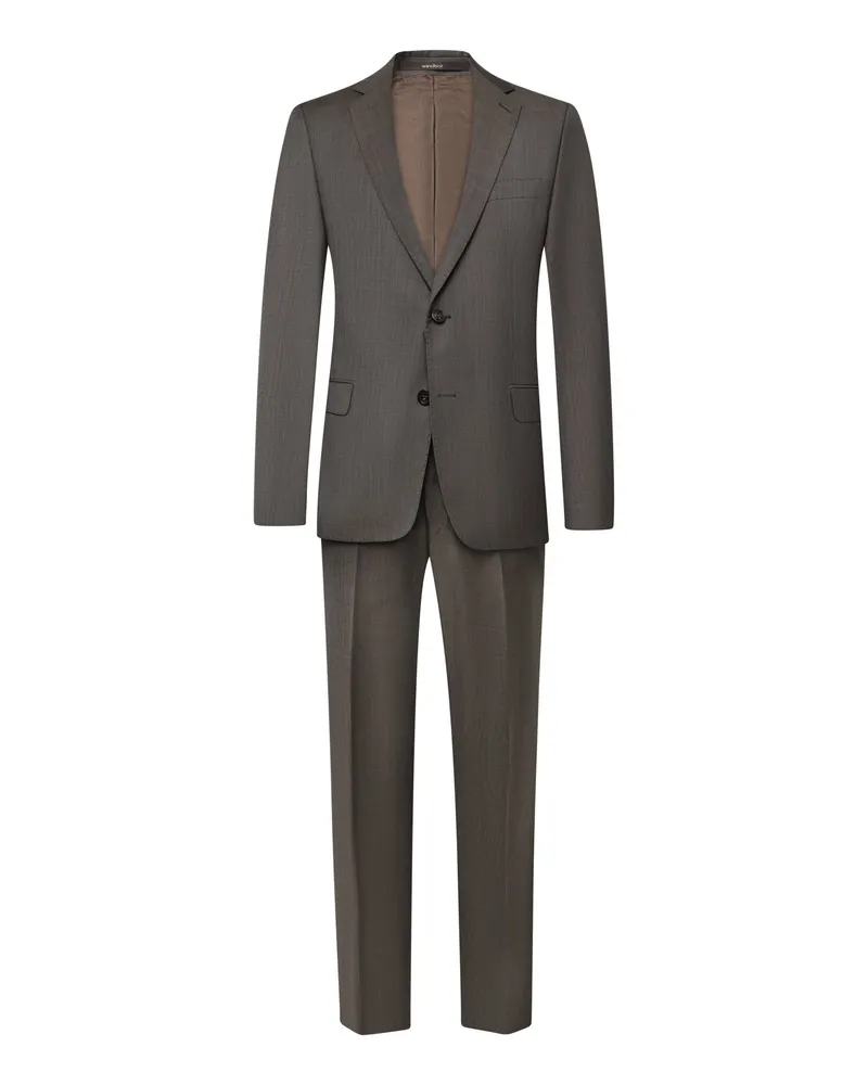 windsor. Einreihiger Komplettanzug aus italienischer Schurwolle, Shaped Fit in Braun