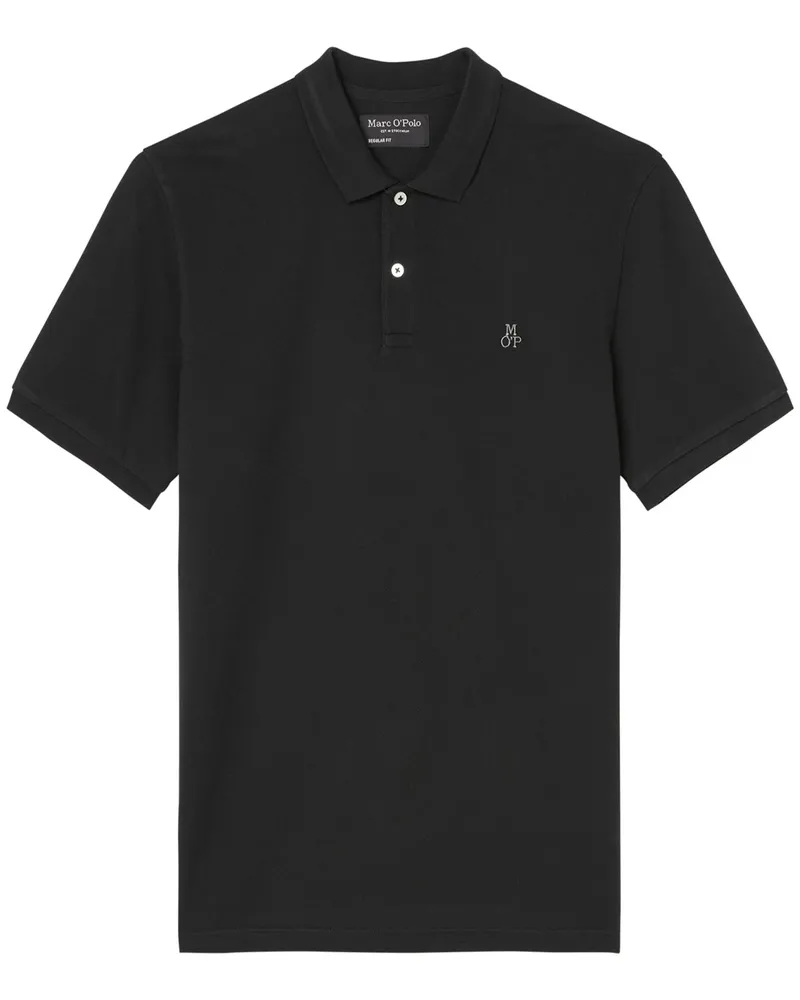 Marc O'Polo Piqué-Poloshirt mit Logo-Stickerei in Schwarz