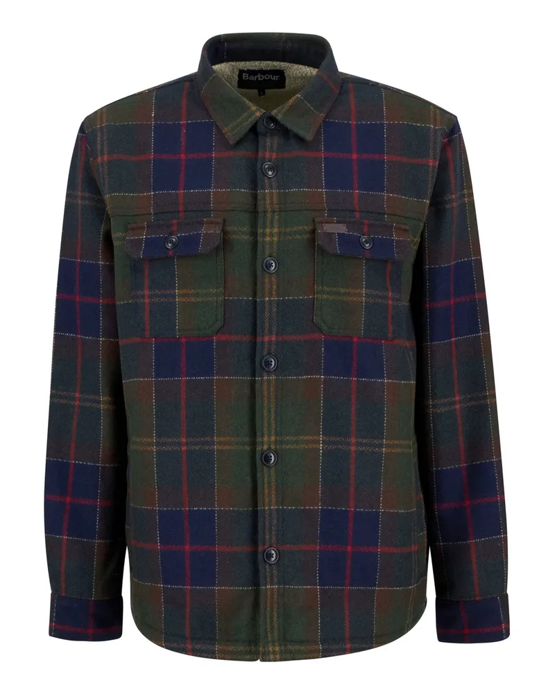Barbour Overshirt Willberry mit Tartan-Muster aus einem Wollgemisch in Grün