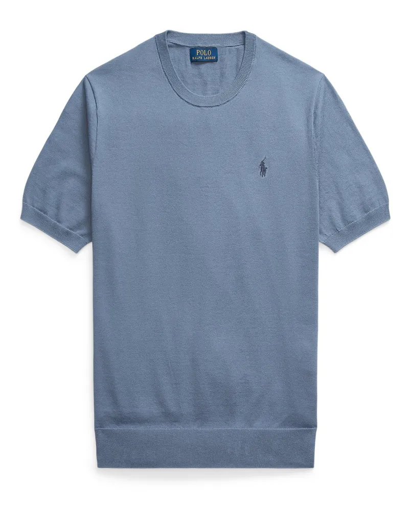 Ralph Lauren Strickshirt aus Baumwolle mit Logo-Aufnäher in Hellblau