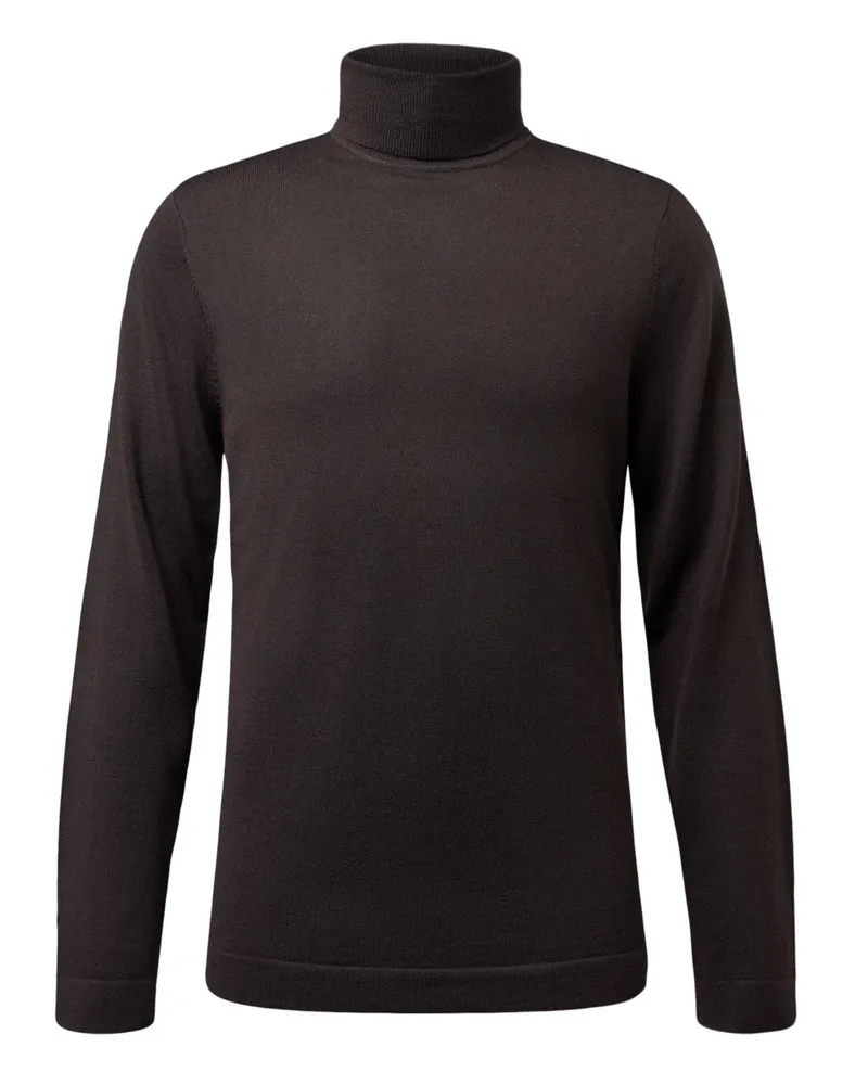 Drykorn Leichter Rollkragenpullover Joey aus Merinowolle in Dunkelbraun