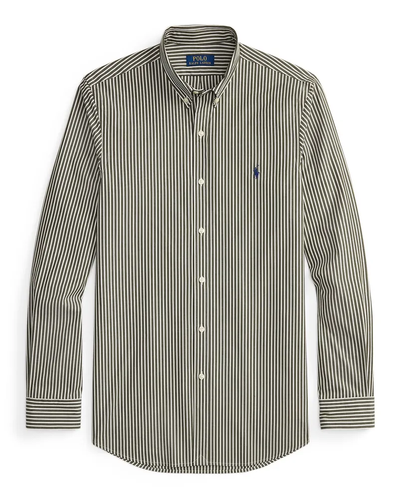 Ralph Lauren Glattes Streifenhemd mit Stretch-Anteil, Custom Fit in Beige