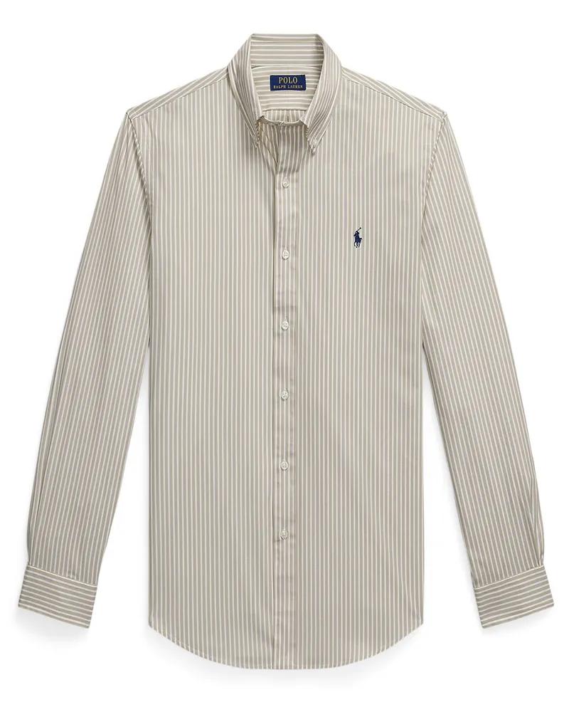 Ralph Lauren Glattes Streifenhemd mit Stretch-Anteil, Custom Fit in Beige