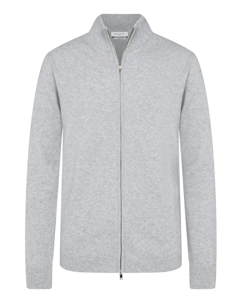 Daniele Fiesoli Softer Cardigan aus einem Merino-Kaschmir-Mix mit Zip in Hellgrau