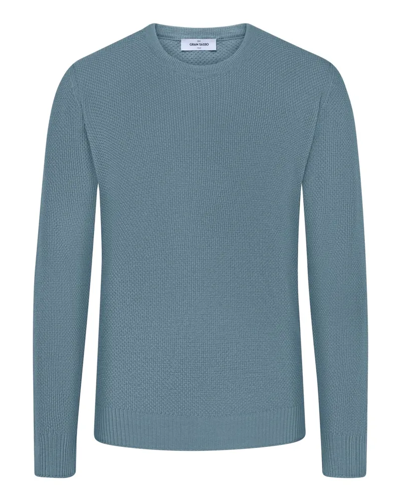 Gran Sasso Softer Pullover aus Merinowolle in Perlstrick in Hellblau