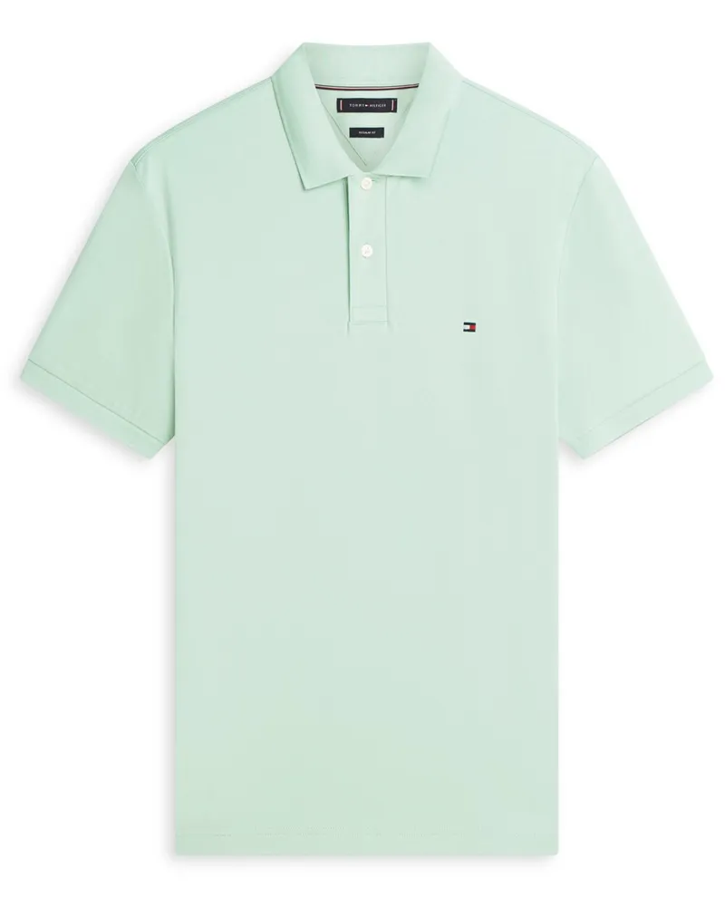 Tommy Hilfiger Glattes Jersey-Poloshirt mit kleiner Logo-Stickerei in Mint
