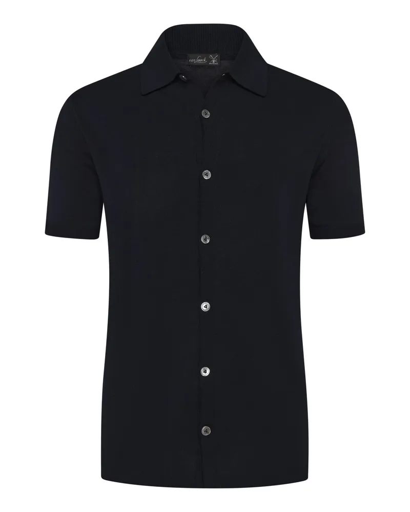 van Laack Leichtes Strick-Kurzarmhemd aus Air Cotton, Regular in Marine