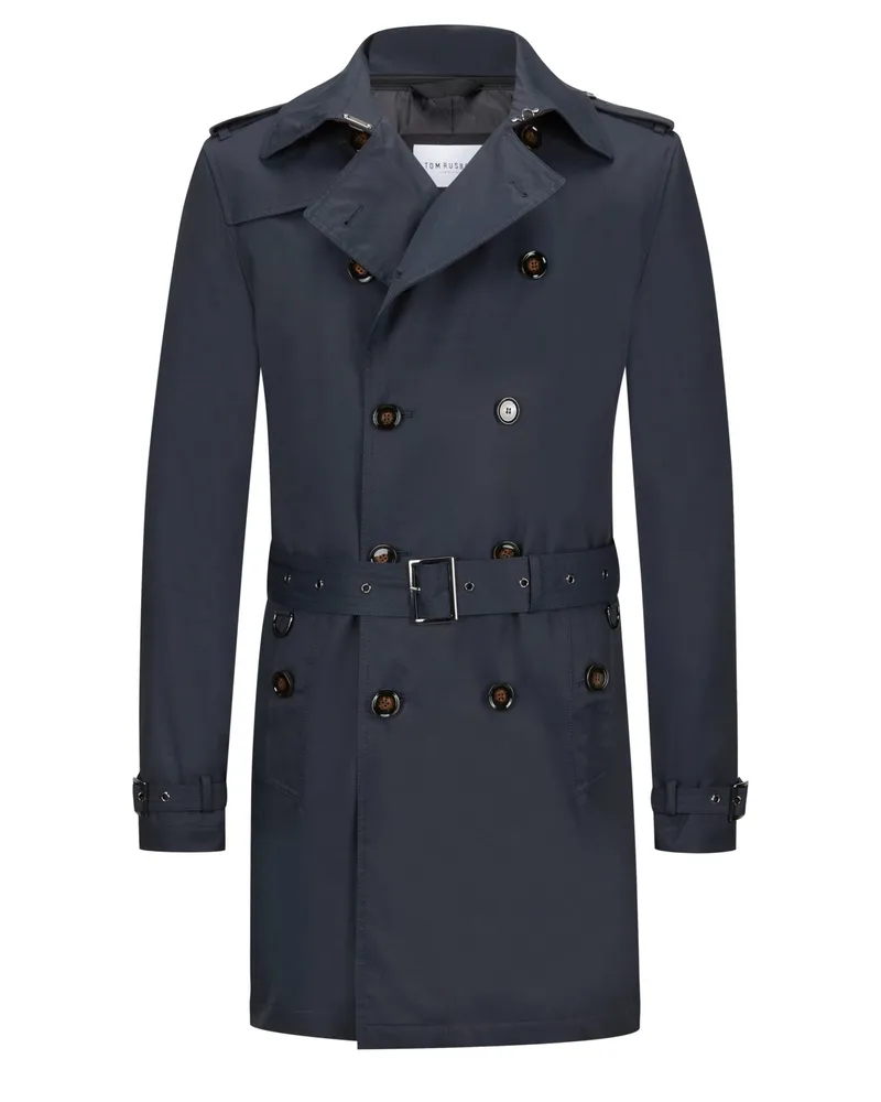 Tom Rusborg Zweireihiger Trenchcoat mit heraustrennbarem Stepp-Futter in Marine