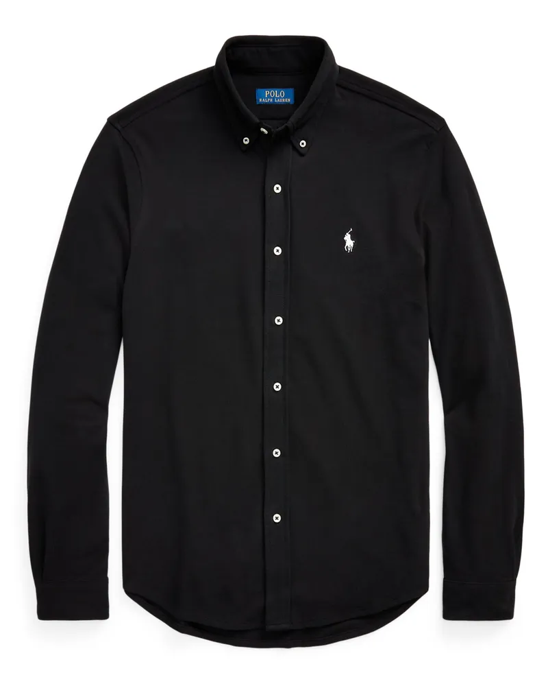 Ralph Lauren Featherweight Hemd in Mesh-Qualität mit Logo-Stickerei in Schwarz
