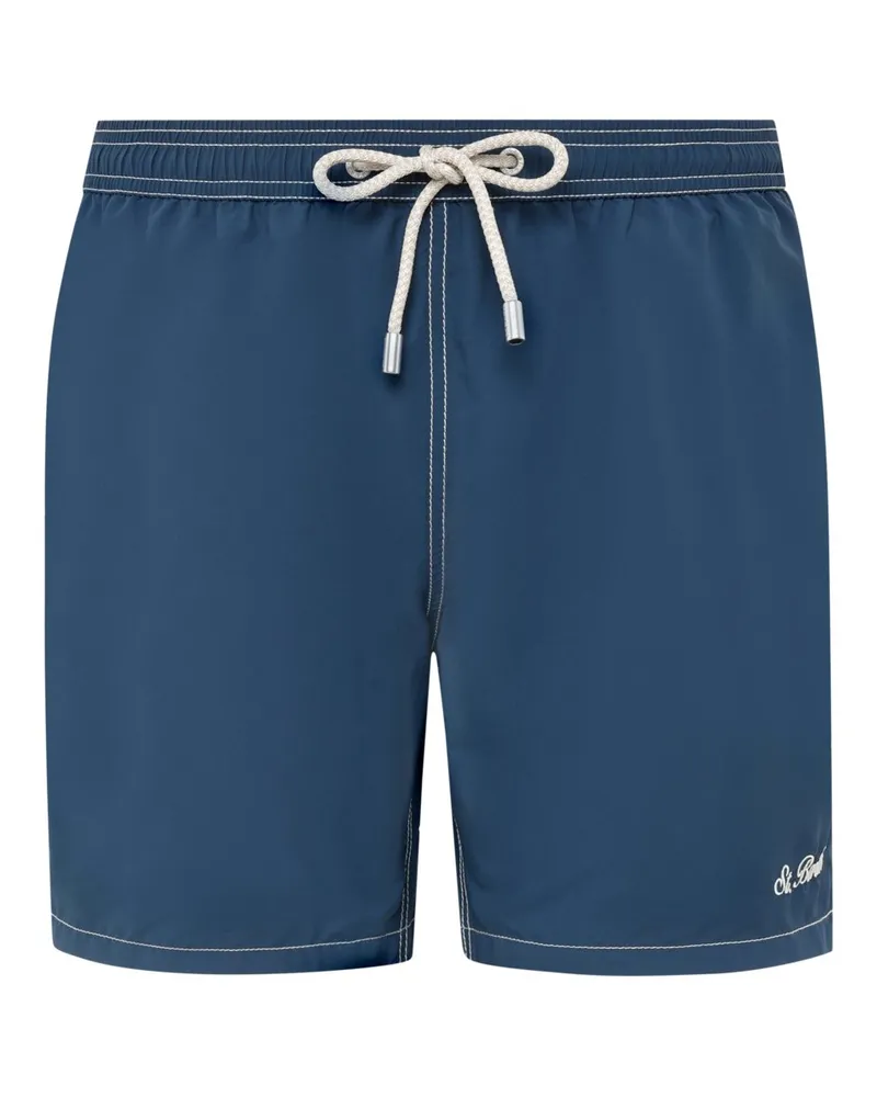 MC2 Saint Barth Glatte Bade-Bermudas mit Logo-Aufnäher in Marine
