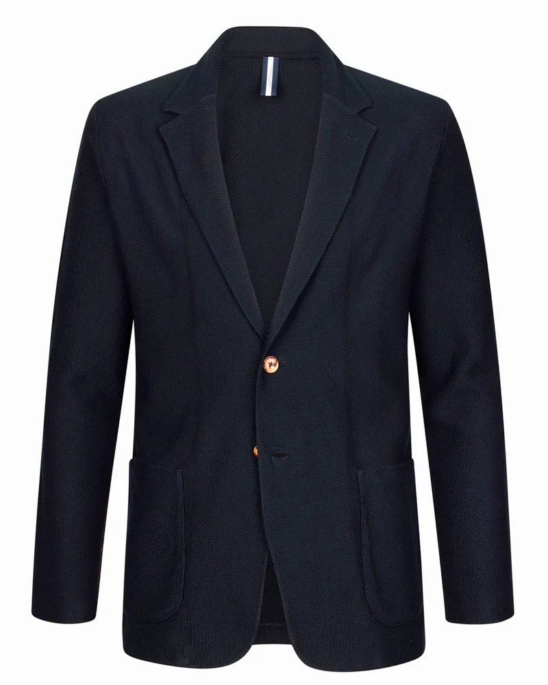 Profuomo Einreiher Strick-Sakko aus leichter Aero Ease-Baumwolle in Marine