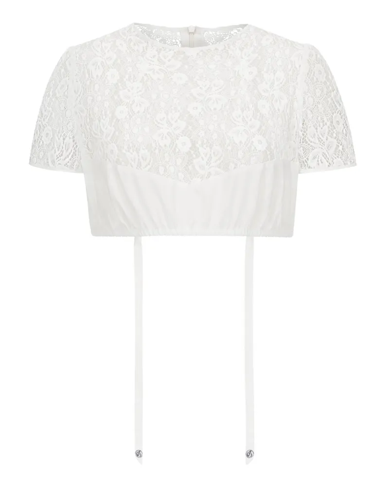 Gottseidank Hochgeschlossene Dirndlbluse mit floraler Spitze in Weiß