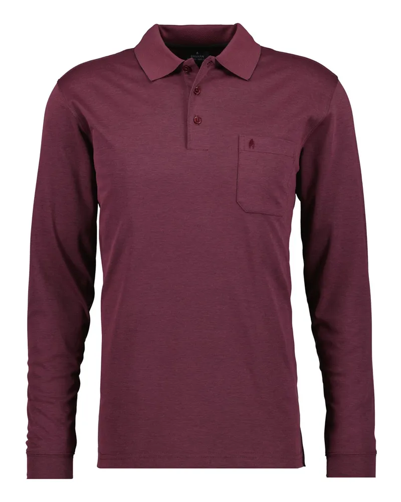 Ragman Langarm-Poloshirt in Piqué-Qualität mit Brusttasche, Easy Care in Rot