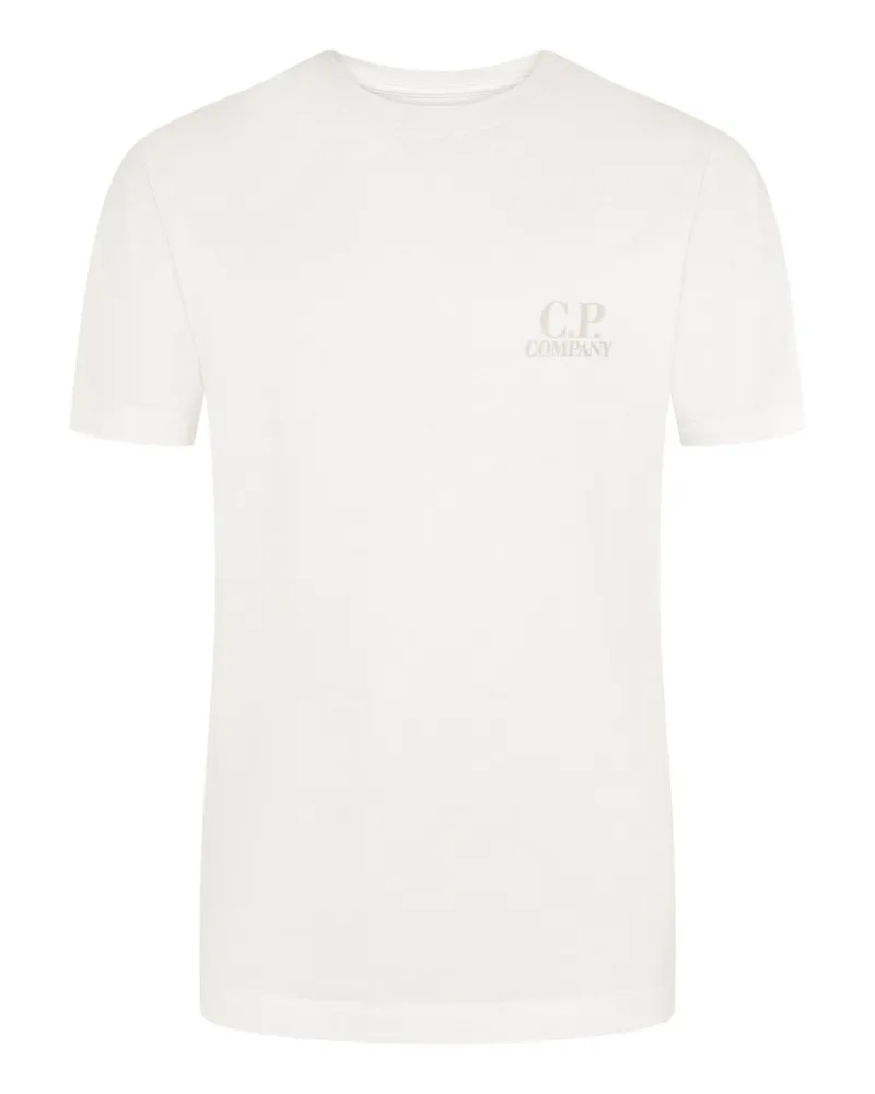 C.P. Company Unifarbenes Jersey-T-Shirt mit Logo-Print auf der Brust in Weiß