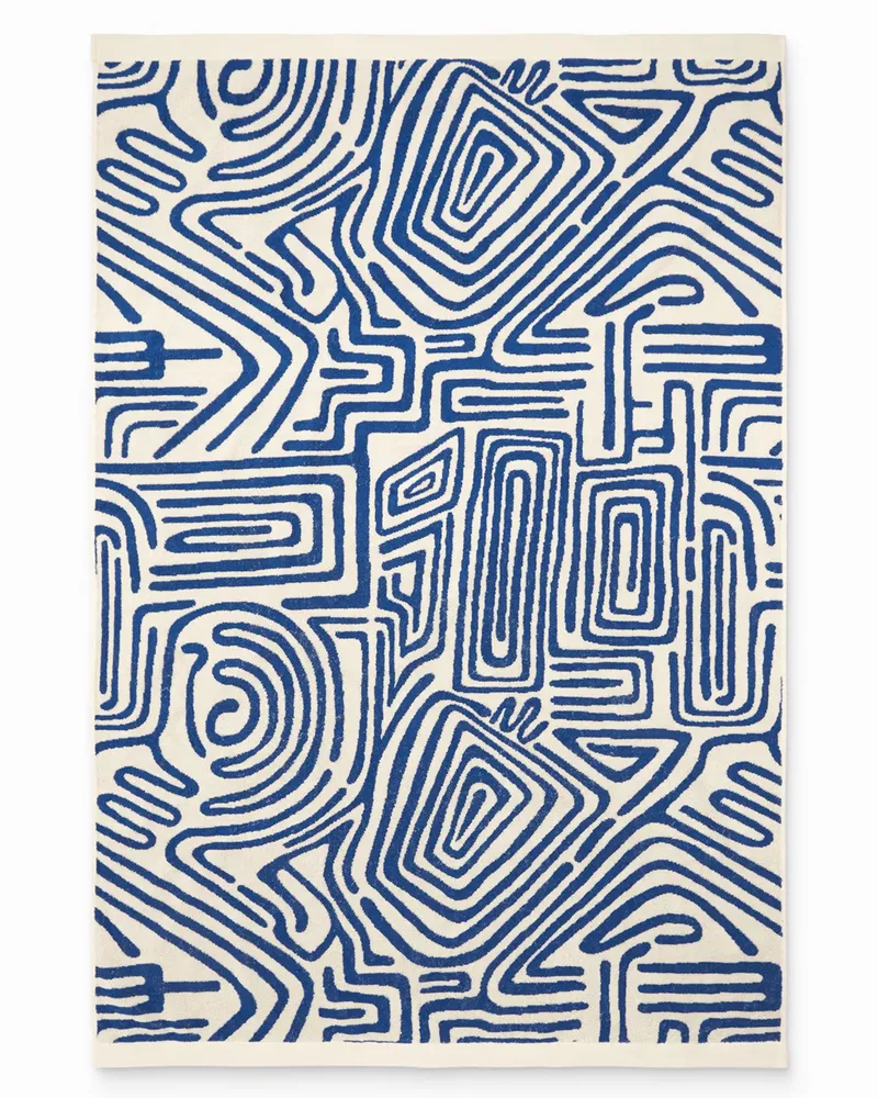 OAS Gemustertes Badetuch aus Baumwolle in Frottee-Qualität in Blau