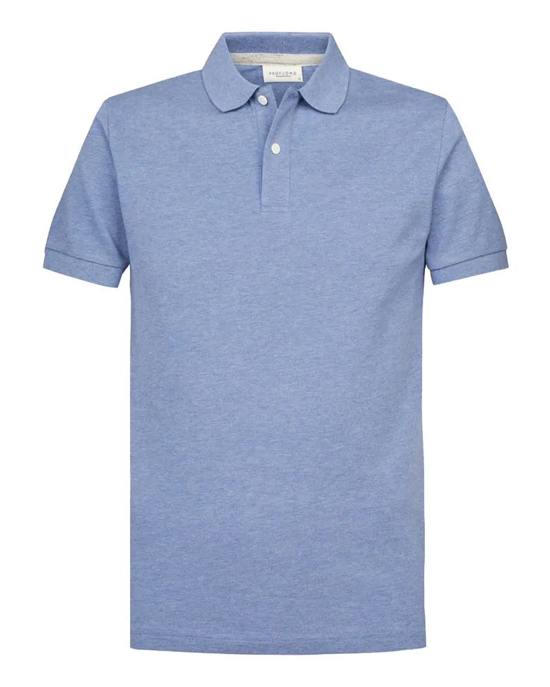 Profuomo Unifarbenes Poloshirt in Piqué-Qualität Blau