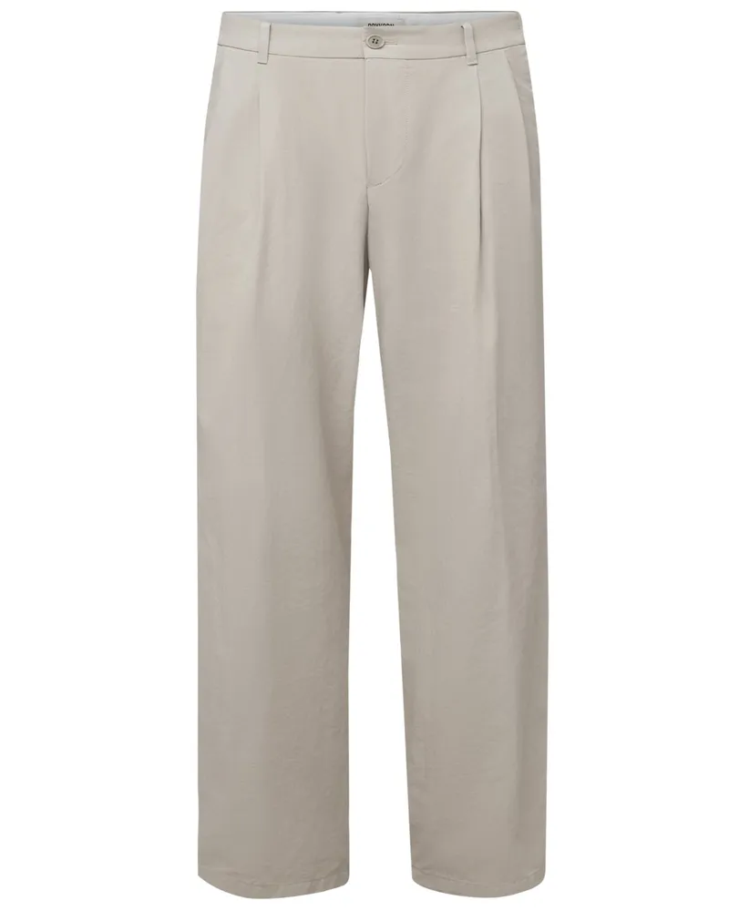 Drykorn Leichte Baumwoll-Chino mit doppelter Bundfalte, Wide Fit in Beige