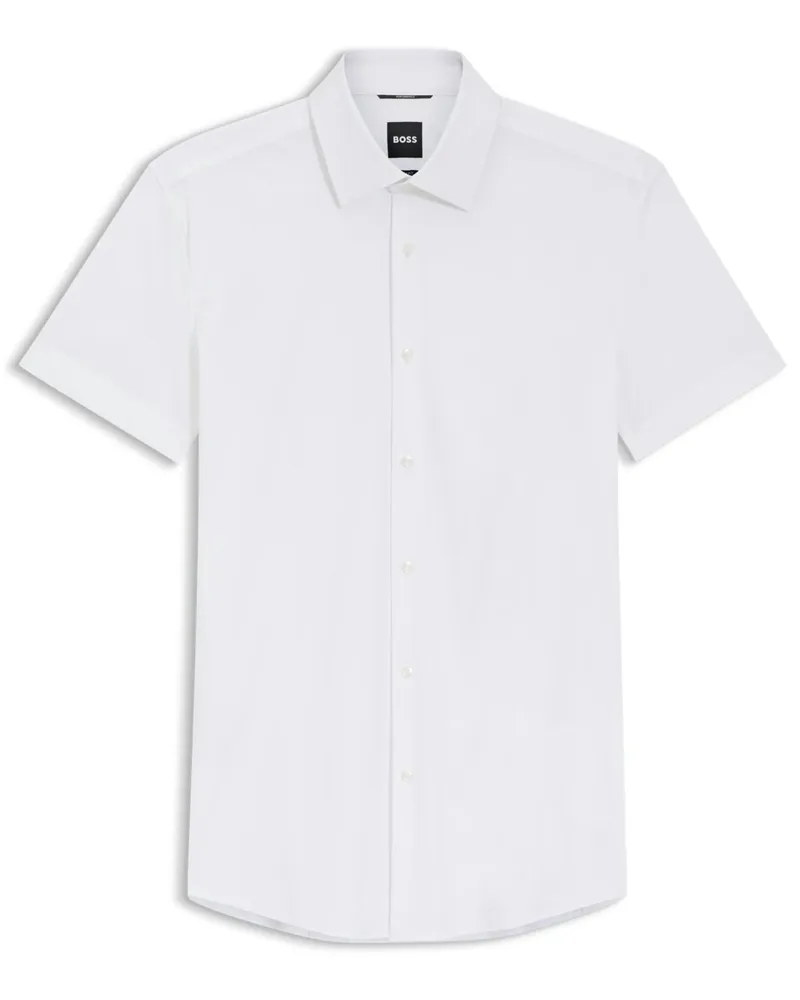 HUGO BOSS Kurzarmhemd in 4-Way-Stretch-Qualität, Slim Fit in Weiß