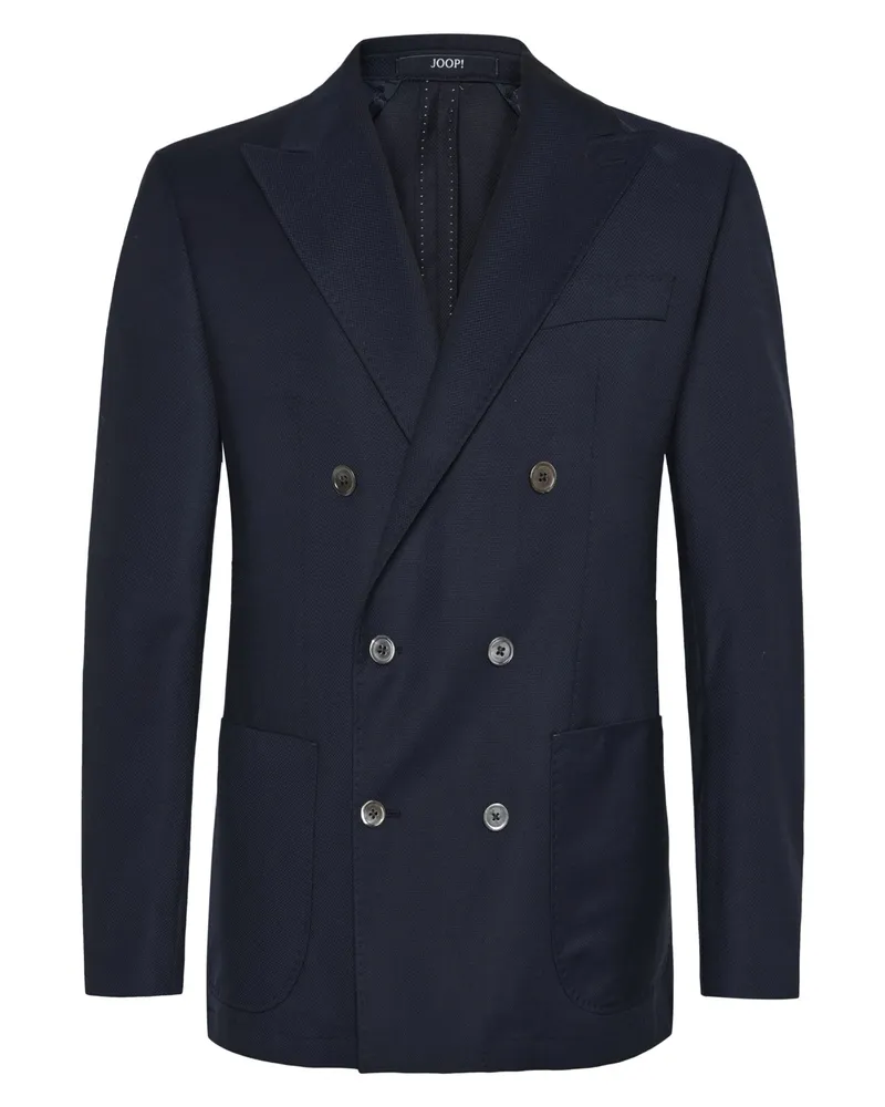 JOOP! Zweireihiger Blazer mit dezenter Webstruktur, Slim Fit in Blau