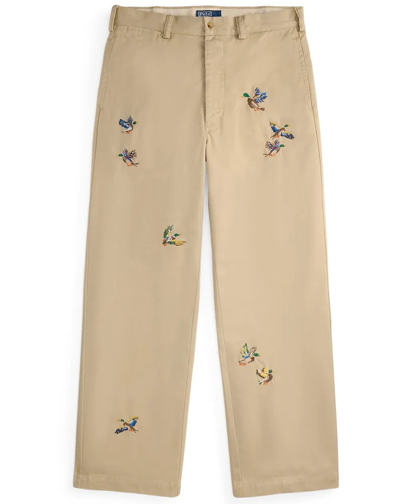 Ralph Lauren Vintage Chino mit Enten-Stickereien, Big Fit in Beige