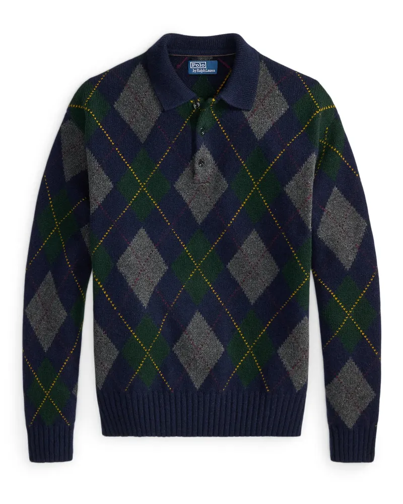 Ralph Lauren Langarm-Poloshirt aus schwerem Wollstrick mit Mohair, Relaxed Fit in Multicolor