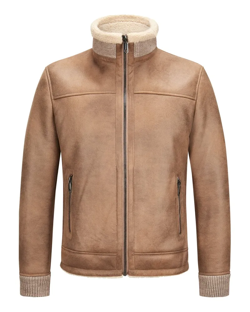 Milestone Blouson Riano aus Mikrofaser in Leder-Optik in Beige