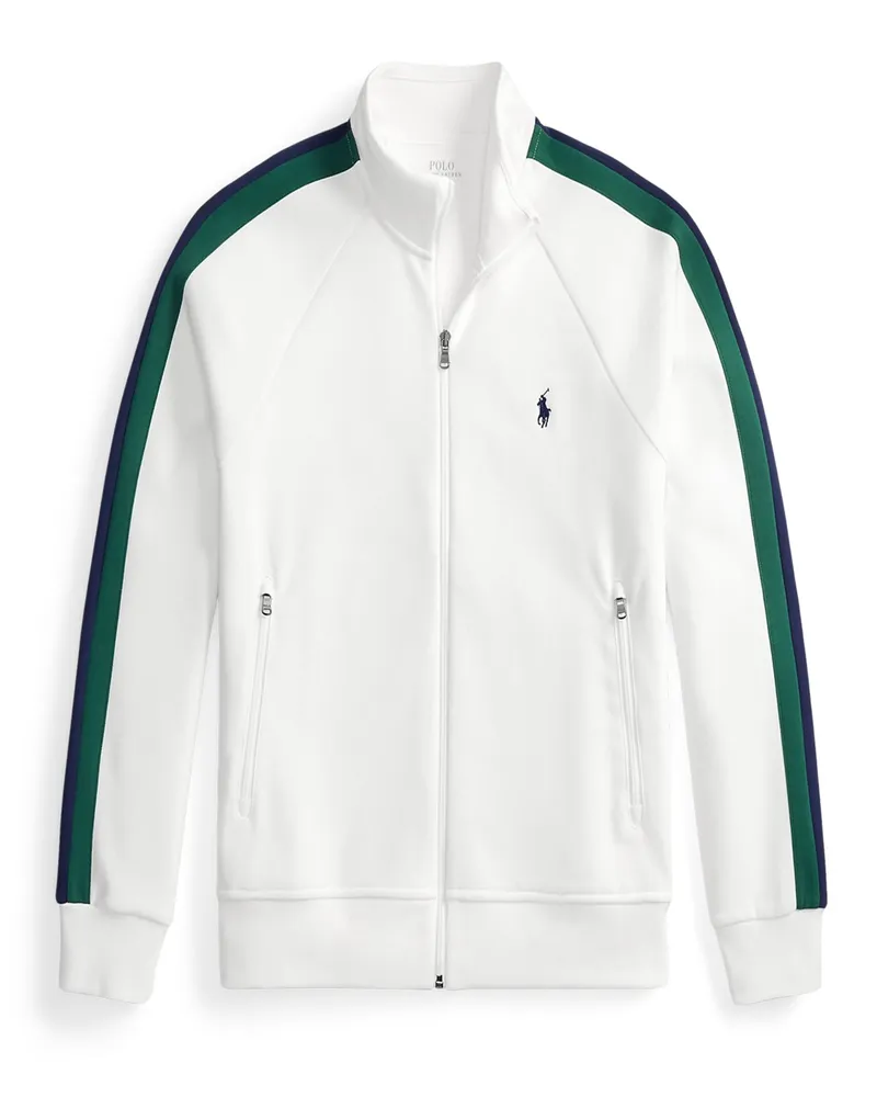 Ralph Lauren Sweatjacke aus einem strukturierten Baumwoll-Mix mit Logo-Stickerei in Weiß