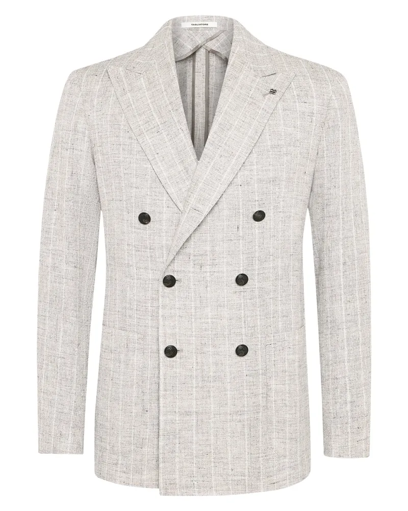 Tagliatore Zweireihiger sommerlicher Blazer aus einem Leinenmix in Beige