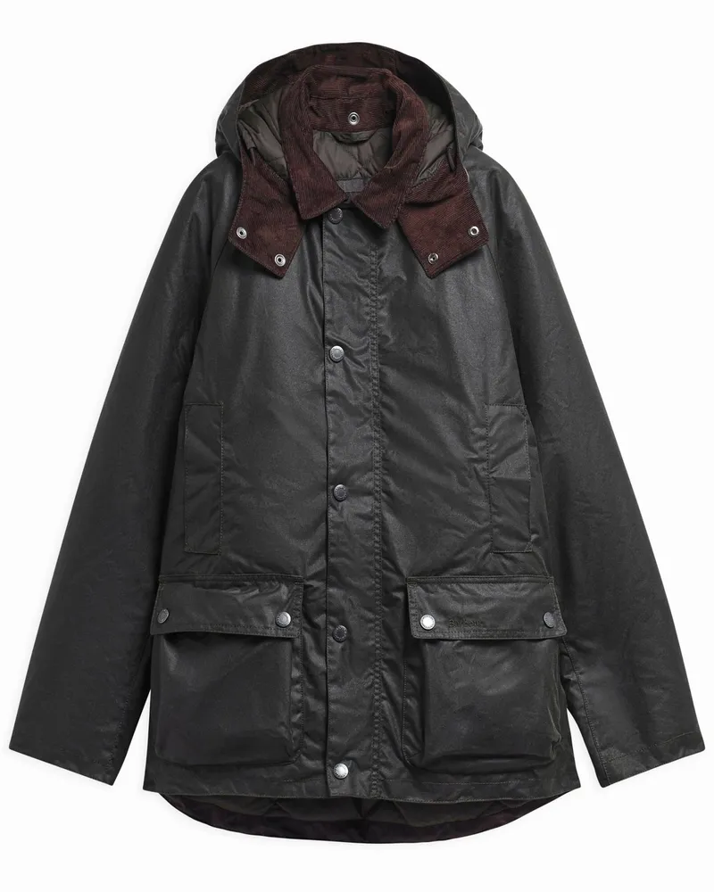Barbour Wattierter Wachsparka Beaufort mit abtrennbarer Kapuze in Dunkelgrün