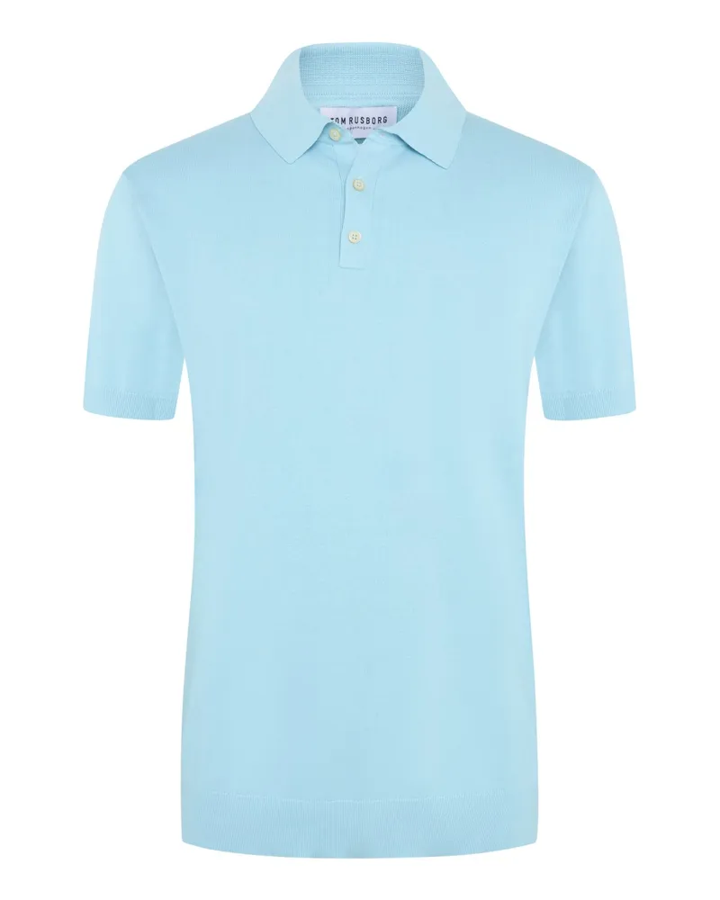 Tom Rusborg Leichtes Poloshirt mit gerippten Bündchen in Blau