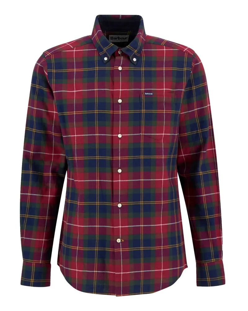 Barbour Flanellhemd mit Tartanmuster, Tailored Fit, X-Mes in Rot