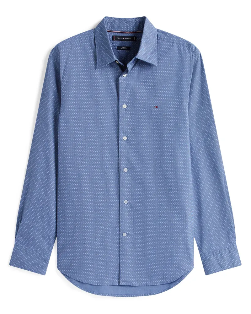 Tommy Hilfiger Hemd aus Baumwolle mit feinem Muster, Regular Fit in Marine