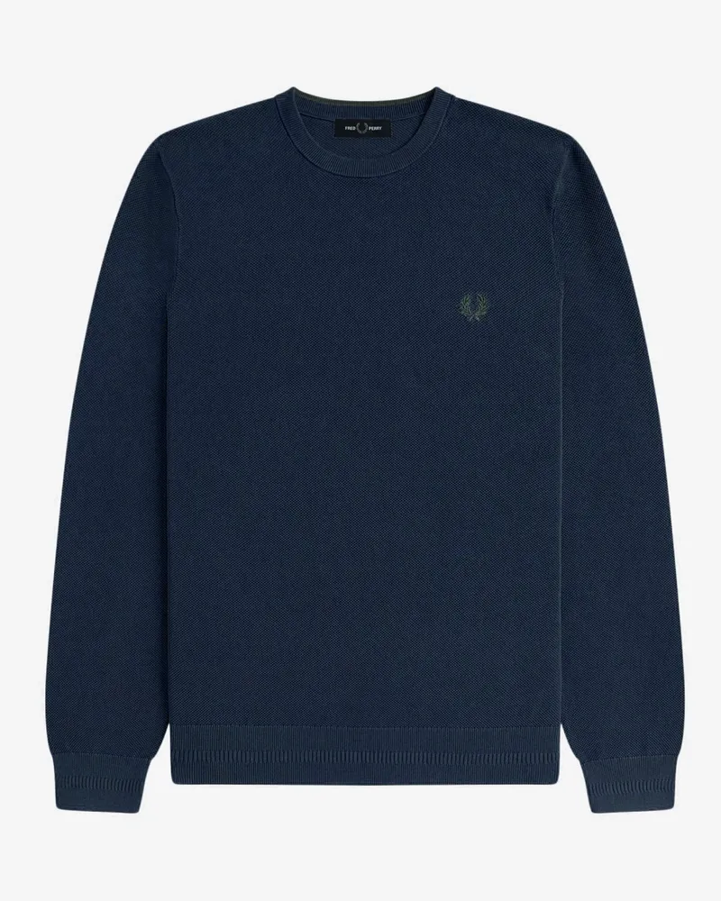 Fred Perry Pullover aus Baumwolle mit Reiskorn-Struktur in Marine