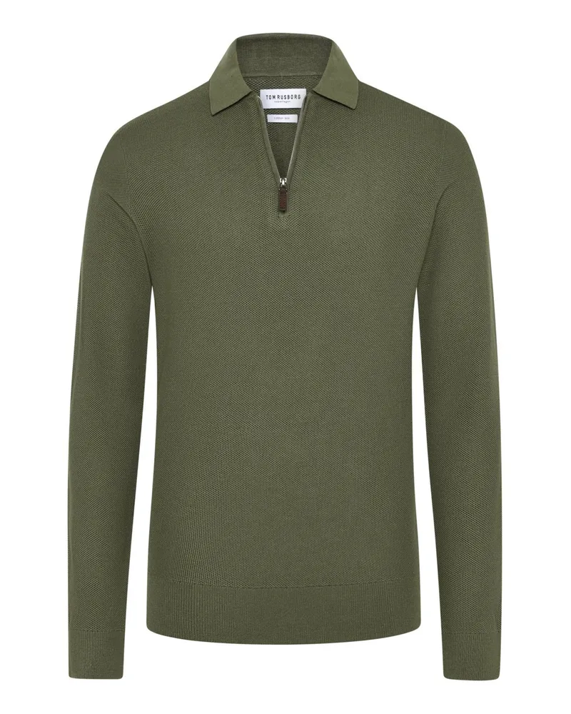 Tom Rusborg Troyer mit Umlegekragen und Seidenanteil in Oliv
