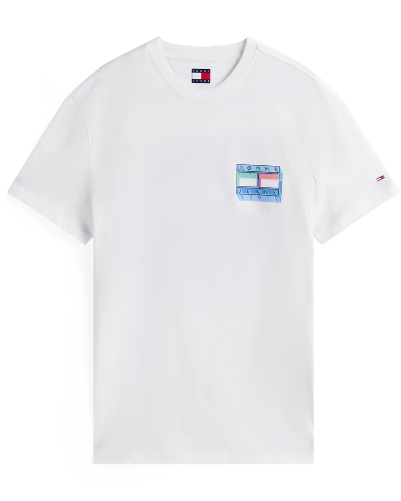 Tommy Hilfiger T-Shirt aus Baumwolle mit Label-Print in Weiß