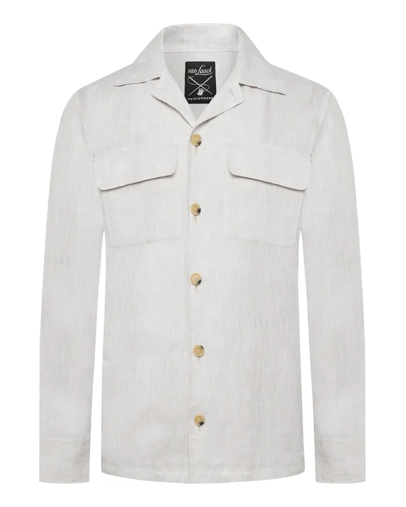 van Laack Overshirt aus Leinen mit Pattentaschen in Offwhite