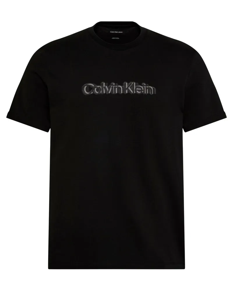 Calvin Klein T-Shirt aus Baumwolle mit Label-Frontprint in Schwarz