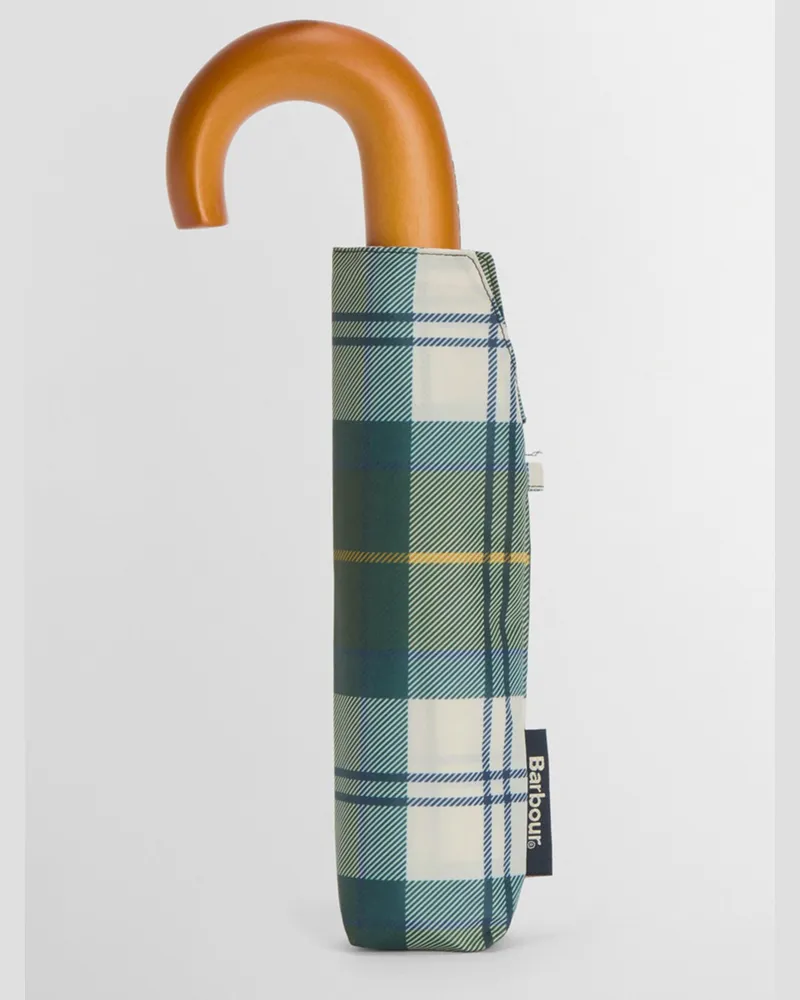 Barbour Reise-Taschenschirm in Tartanmuster mit Hülle in Grün