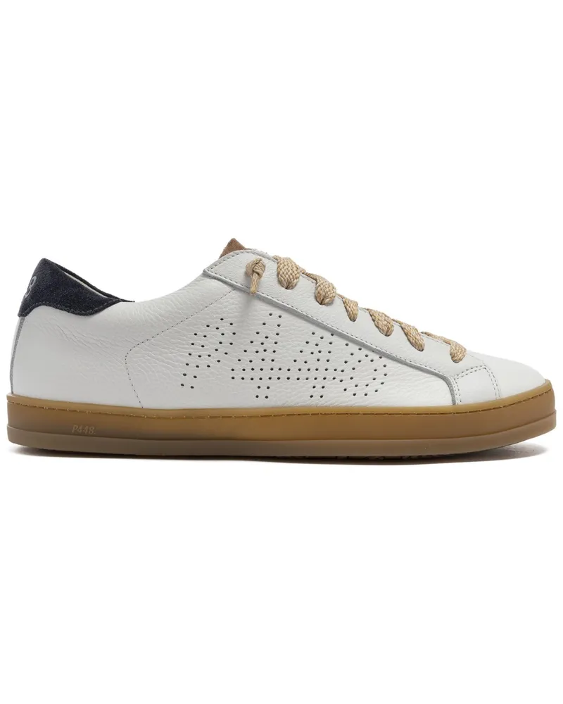 P448 Teilperforierte Sneaker John aus Glattleder in Weiß