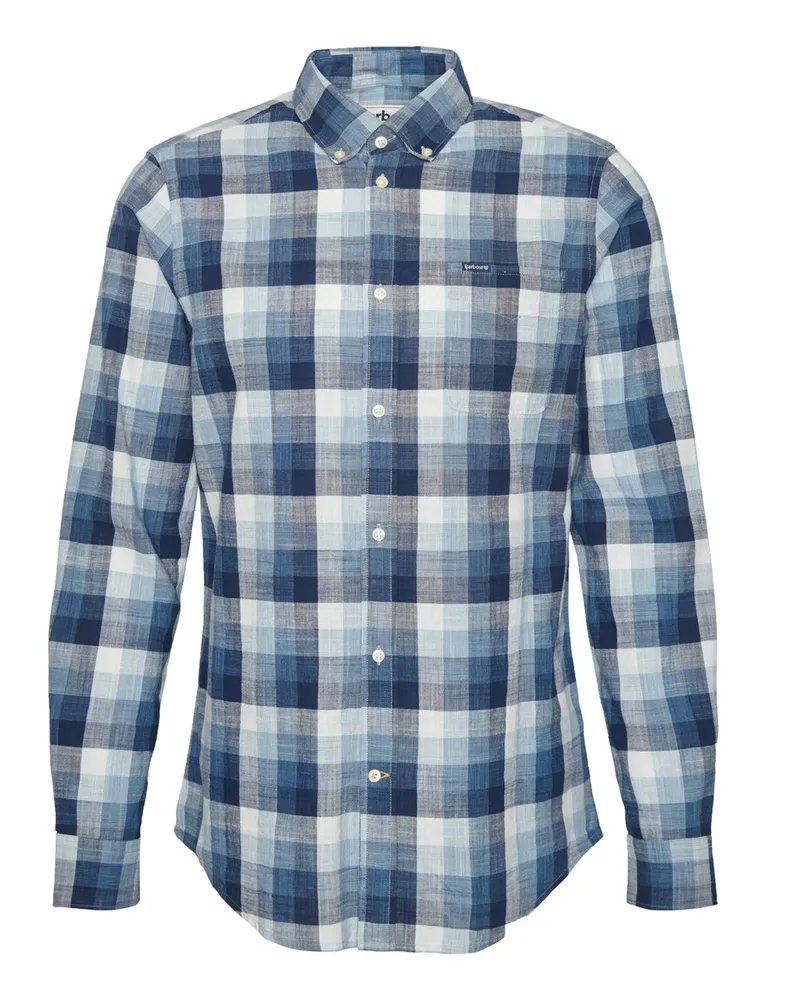 Barbour Leichtes Baumwollhemd Hillroad mit Karomuster, Tailored Fit in Marine