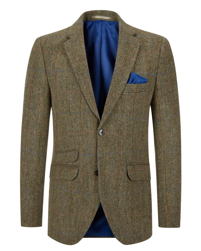Wellington of Bilmore Harris Tweed Sakko London mit Ellenbogenpatches in Hellgrün