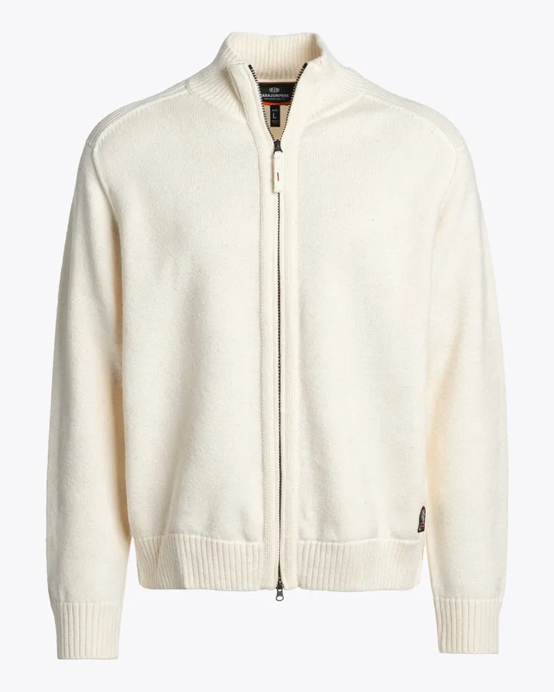 Parajumpers Softe Strickjacke aus einem Woll-Mix mit Label-Aufnäher in Offwhite