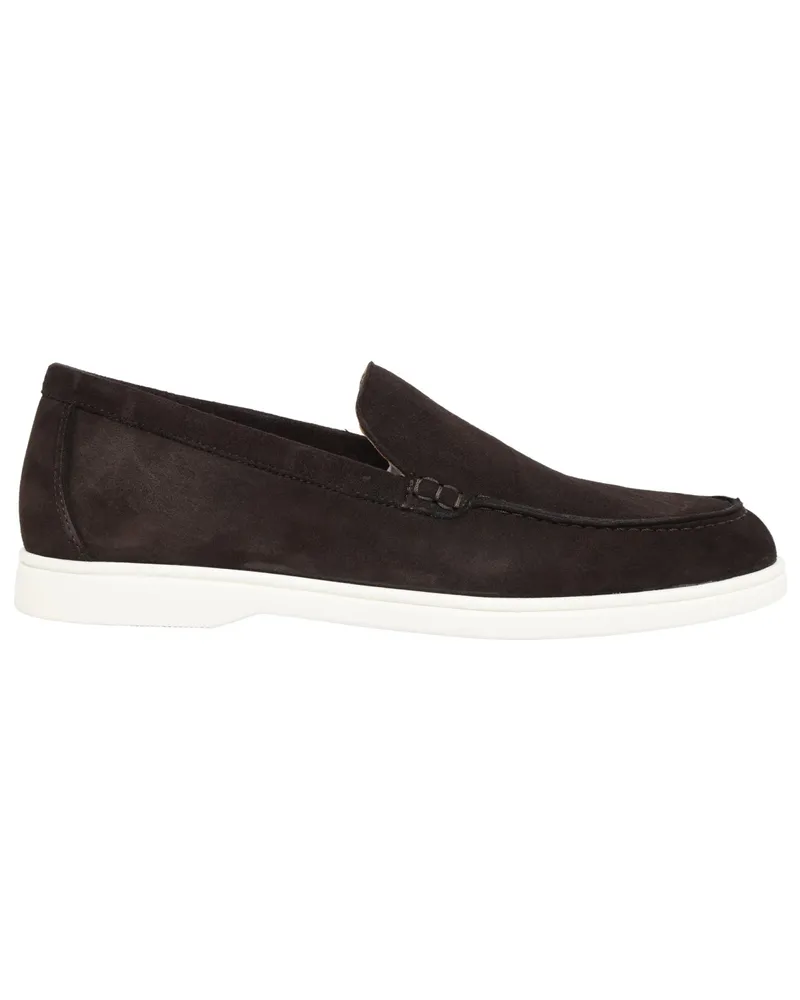 SCHUHE & HANDWERK Handgefertigte Veloursleder-Loafer mit Sneaker-Sohle in Dunkelbraun