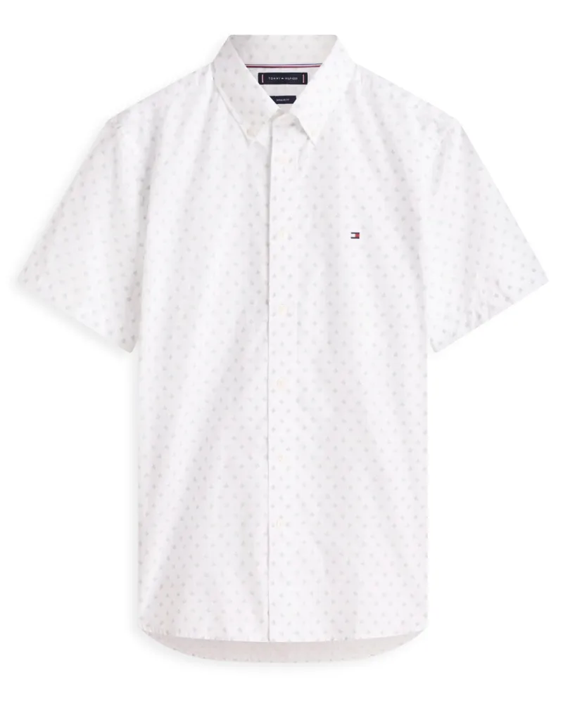 Tommy Hilfiger Kurzarmhemd THFlex aus Baumwolle mit Print, Regular Fit in Weiß