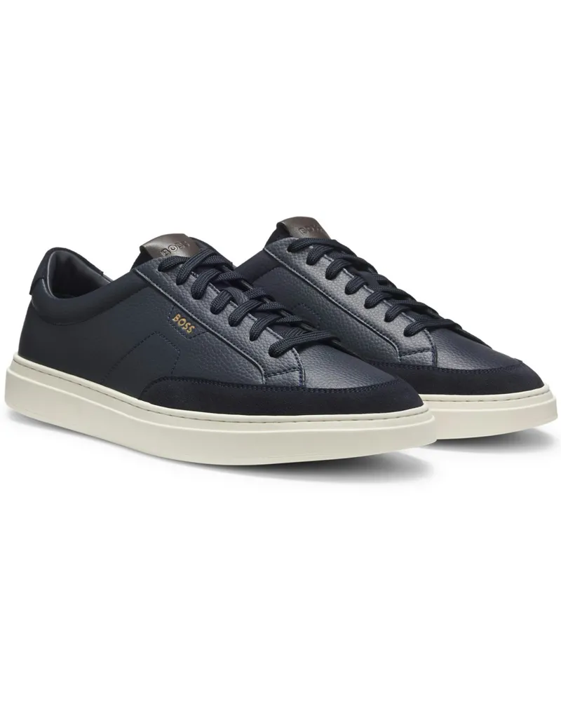 HUGO BOSS Sneaker Kieran Tenn aus Nappaleder mit Veloursakzenten in Marine