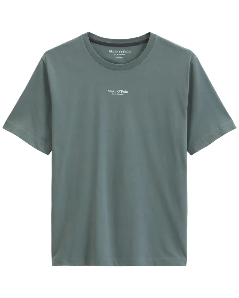 Marc O'Polo T-Shirt aus Bio-Baumwolle mit Label-Print, Regular Fit in Grün