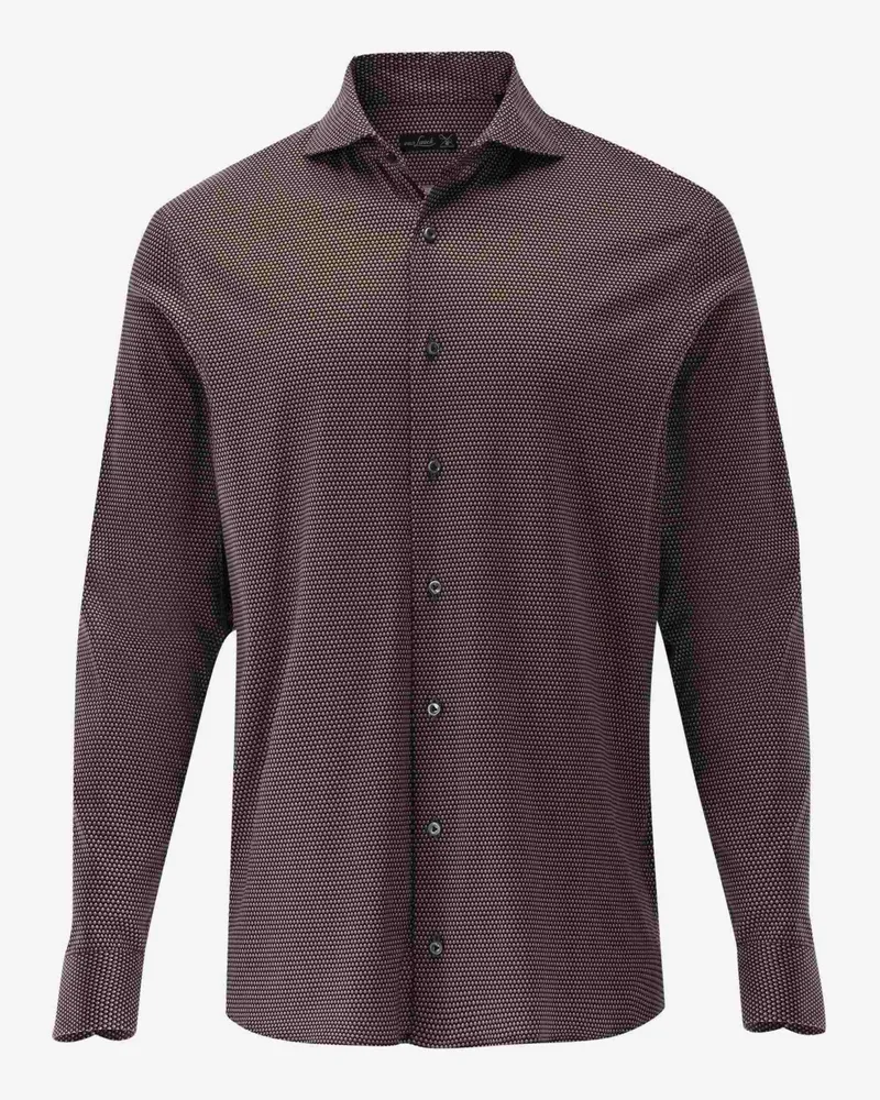 van Laack Weiches Jersey-Hemd mit Pinpoint-Druck, Tailor Fit in Bordeaux