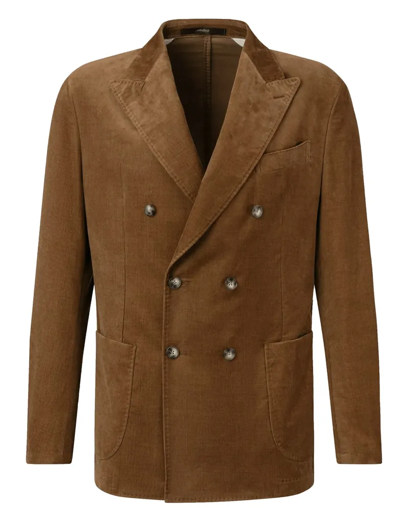 windsor. Zweireihiges Anzugsakko in Cord-Qualität, Shaped Fit in Cognac